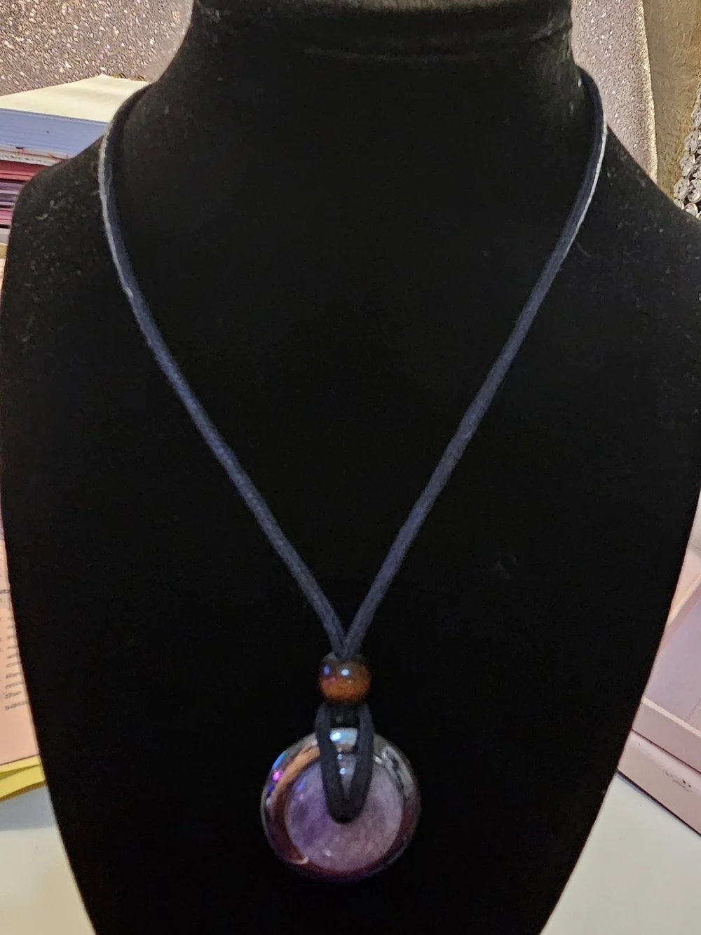 Amethyst Donut Pendant Necklace - Purple